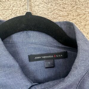 John Varvatos Star USA Blue Zipper Pocket Button-Down Shirt